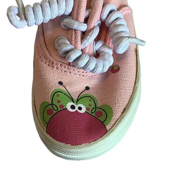 Monkey Toes Ladybug Kids Canvas Tennis Shoes Flutterflies Toddler 7 Spring Laces - Picture 3 of 8